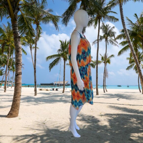 City Triangles Sleeveless Dress with Handkerchief Hem Sheer & Lined Size L - Picture 9 of 13